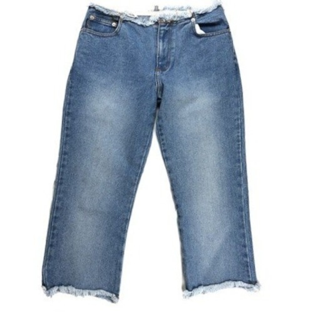 Watch L.A. Women's Size 21-22 Blue Denim Jeans Frayed Hem High Rise Plus Size